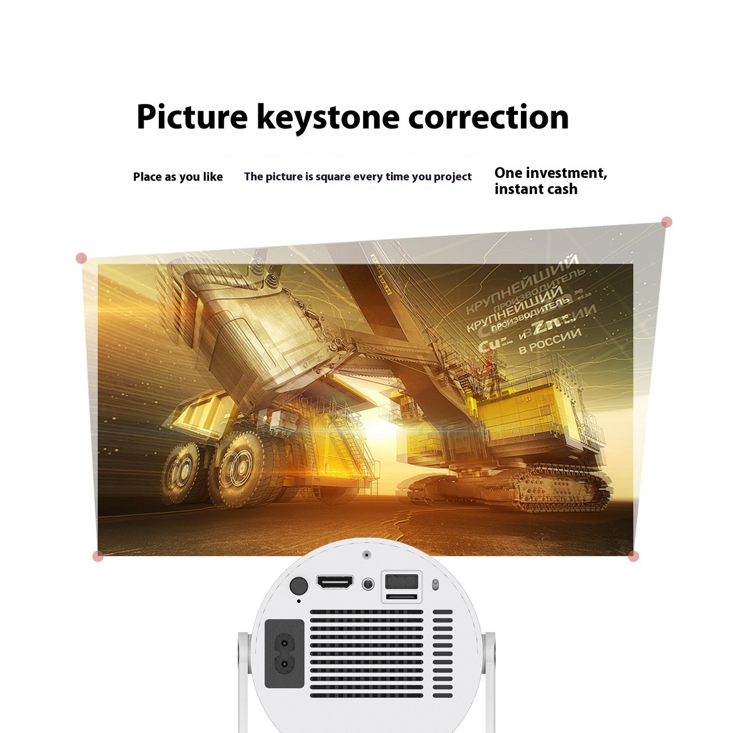 Portable Projector Small Straight Projector for Home Use 180 Degrees Projection Angle Automatic Focus Home Video Projector - NextVisionCart