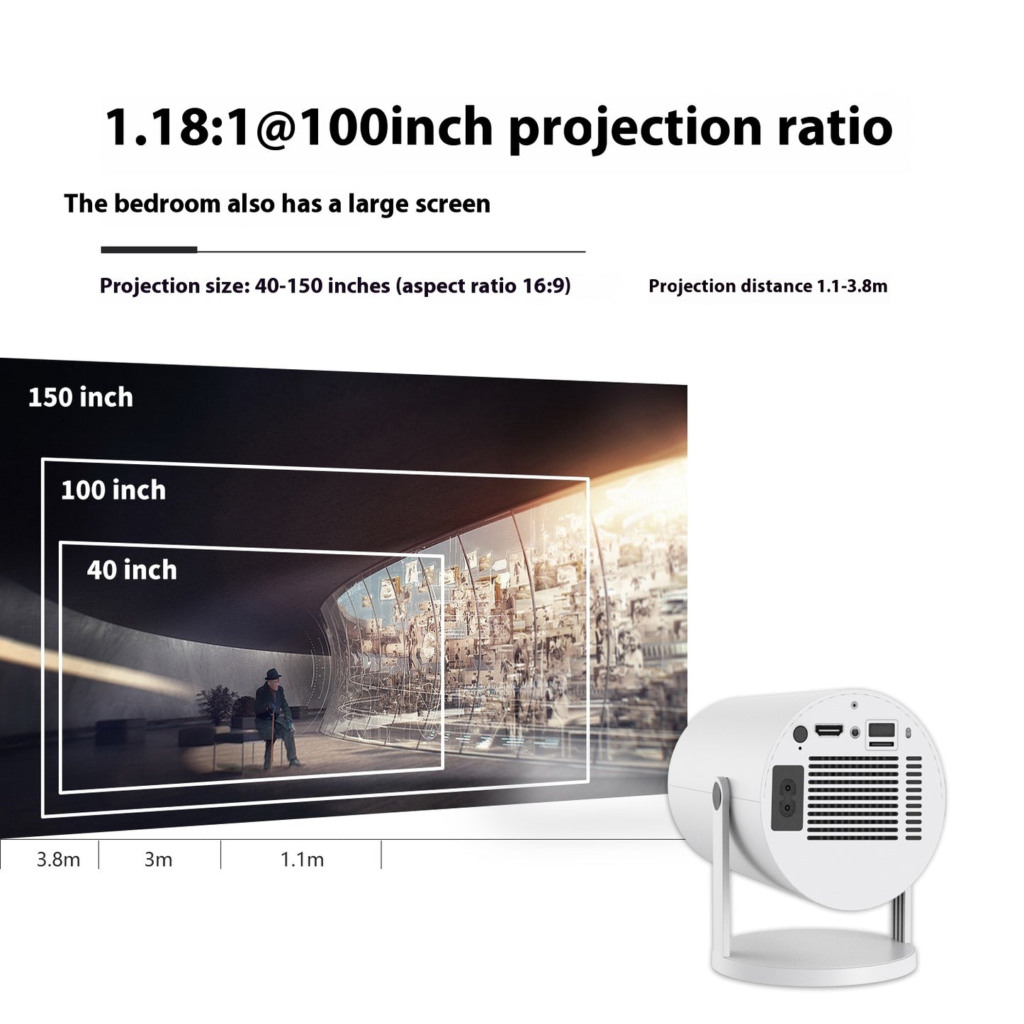 Portable Projector Small Straight Projector for Home Use 180 Degrees Projection Angle Automatic Focus Home Video Projector - NextVisionCart